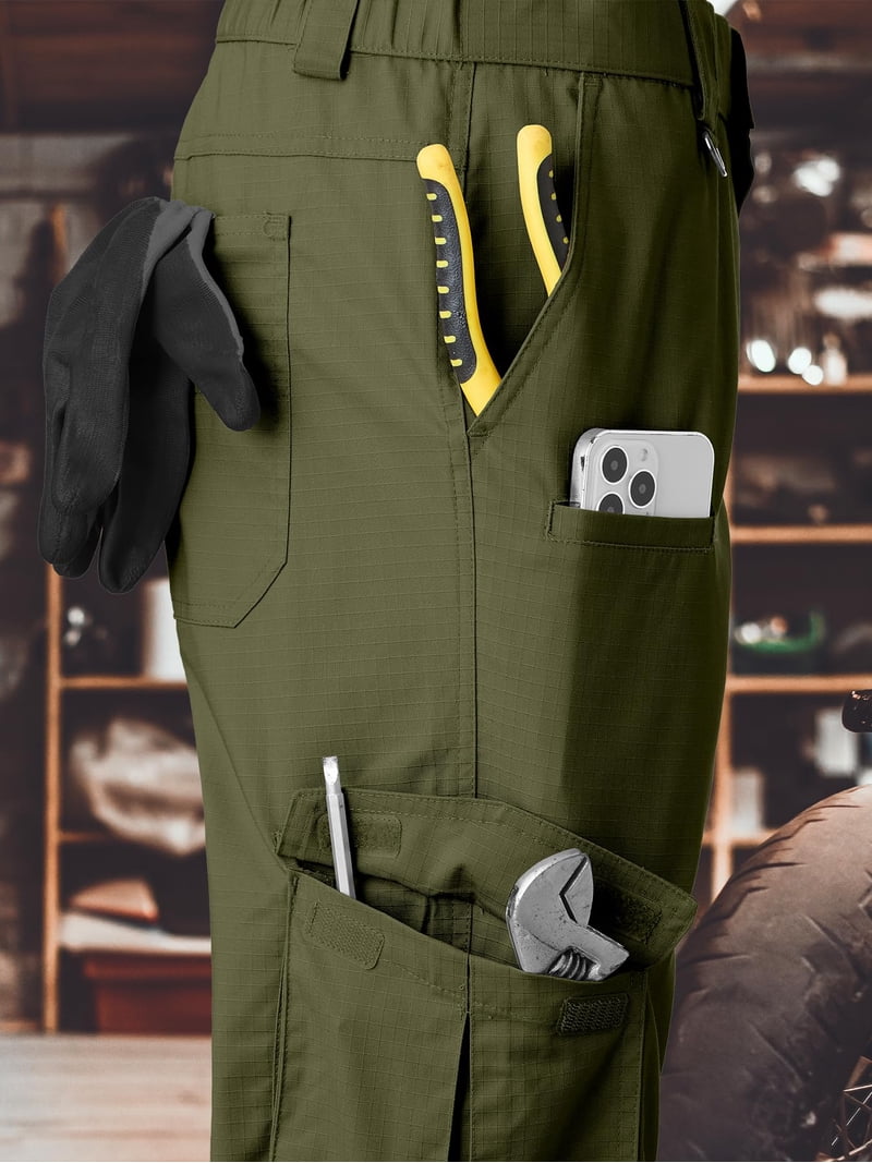 Men's Tactical Cargo Pants - Ripstop Water Resistant, Stretch Fabric, 8 Pockets, For Hiking & Work