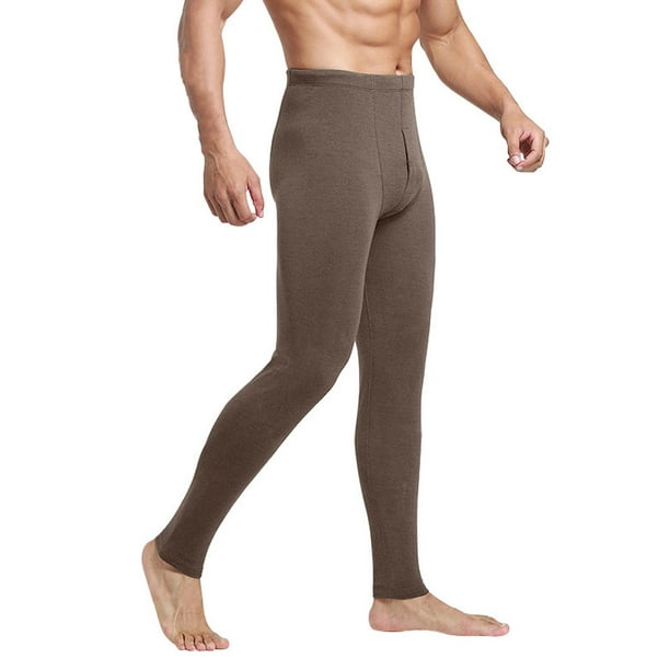 Jumpingount Mallas termicas para hombre mallas termicas gruesas de terciopelo Color solido suave para invierno ropa interior calida Prendas para la parte inferior del cuerpo Caqui Walmart en linea