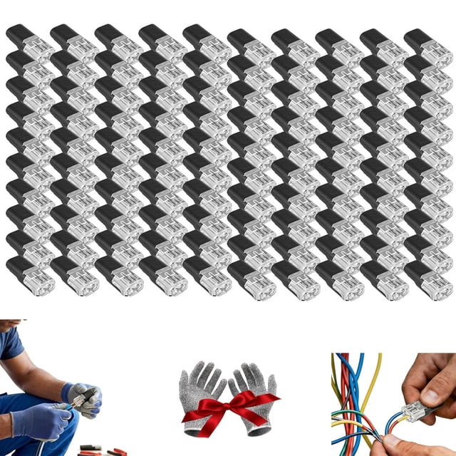 Double Wire Plug in Connector with Locking Buckle, Double-Wire Lock-Grip Connector, Quick Connect Wire Connectors for Emergency Repairs, Home and Automotive Wiring, Easy to Use(100PCS)