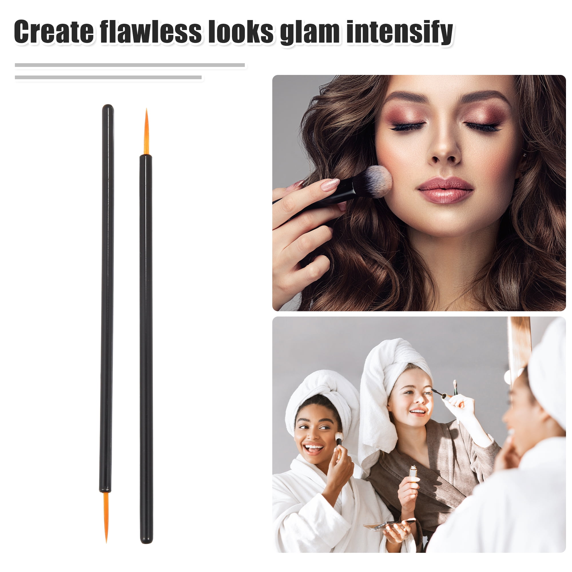 Unique Bargains 50 Pcs Eyeliner Brushes Applicators with Cover Eyeliner Brushes Black
