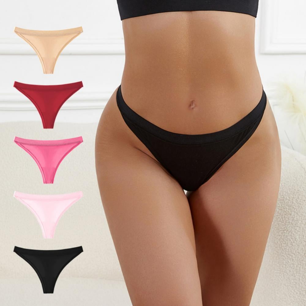 Womens Thongs Invisible Panties No Show Seamless Low Waist Breathable G-String Cotton Thongs 5 Pack image