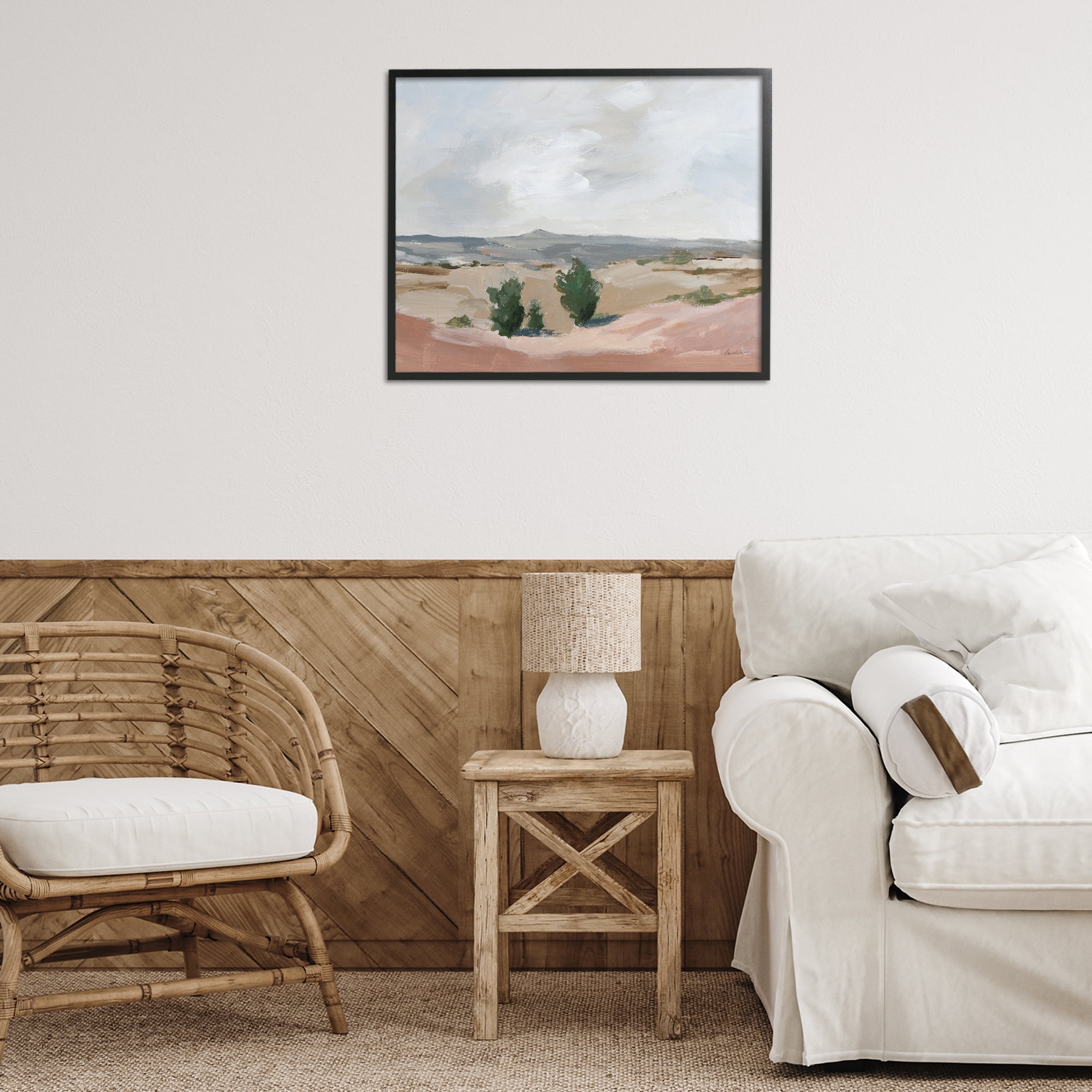 Stupell Industries Vast Desert Mountains Landscape Painting Black Framed Art Print Wall Art, 30 x 24