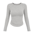 thumbnail image 2 of ByworldtasicNo Boundaries Womens Ribbed Crew Neck Long Sleeve Shirts Fitted Going Out Tops Crop Basic Tee Casual Trendy Top, 2 of 9