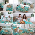 thumbnail image 5 of Ocean Octopus Bedding Duvet Cover Set Queen Size 4 Pieces Marine Life Coral Starfish Retro Bedding Set with Zipper Closure, 1 Comforter Cover 90x92 Inches 1 Flat Sheet & 2 Pillow Cases, 5 of 7