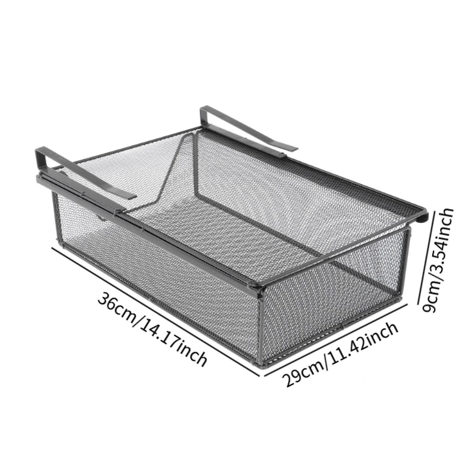 QSTDGVPW Under Shelf Wire Basket Mesh Closet Hanging Basket for Office Wardrobes Home Black