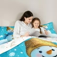 thumbnail image 5 of Manfei Cute Snowman Full Size Comforter Sets,Merry Christmas Bedding Comforter Set,White Blue Bedding Sets For Girls Kids,Ultra Soft Home Decor Reversible,3 Pieces, 5 of 8