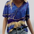 thumbnail image 3 of Fesfesfes Women Shirts Women's Fashion Printing Casual V-neck Short Sleeve Loose T-shirt Tops Winter Tops for Women L(US:8), 3 of 5