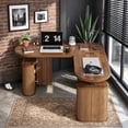 thumbnail image 2 of GODPAW L-Shaped Electric Standing Desk with Storage, 61.8" x 55.1", Height Adjustable, Walnut, 2 of 9