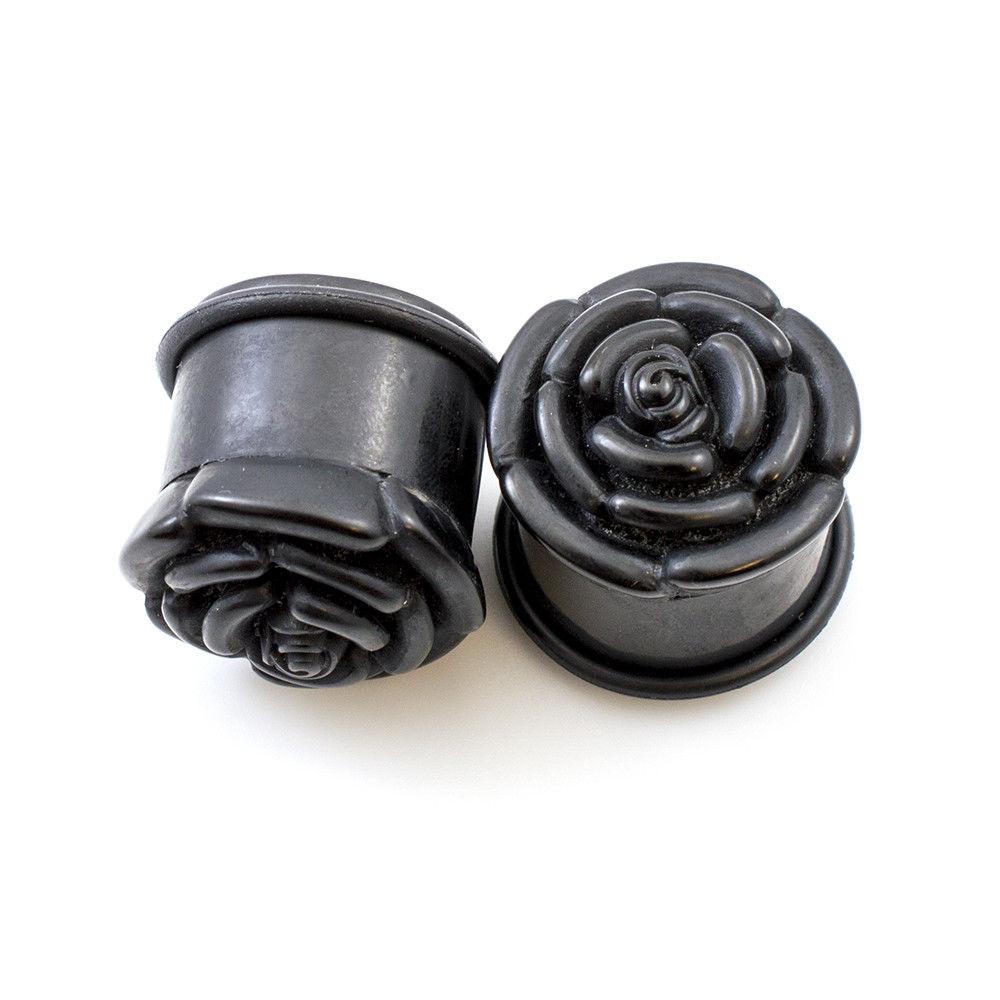 Acrylic Ear Plugs with Roses Design and O ring Multiple Sizes Available - image 4 of 12