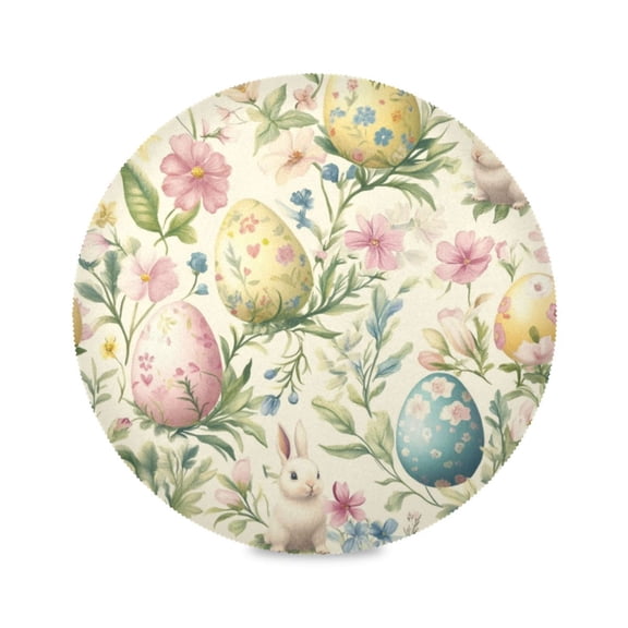 Round Placemat Set 15.4 Inch Diameter Table Mats Heat-Resistant Decorative for Dining Tables Pastel Easter Eggs