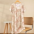 thumbnail image 2 of Chemise de Nuit pour Femmes, Manches Courtes à Col Rond Imprimé, Robe d'Allaitement, Rayonne Spandex Douce, Robe de Détente Longueur Genou, 2 of 5