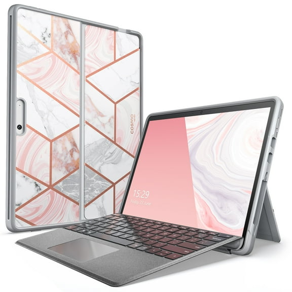 i-Blason Cosmo Series Case for Microsoft Surface Pro 8 (2021 Release), Slim Stylish Protective Bumper Case Compatible with Type Cover Keyboard (Marble)