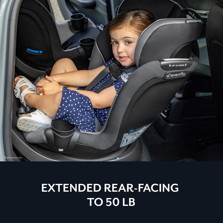Evenflo Revolve360 Slim 2-in-1 Rotational Car Seat with Quick Clean Cover (Salem Black)