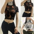 thumbnail image 4 of Seyurigaoka Women' s See-through Tee Tops Transparent Moon Star Print T-shirt, 4 of 5