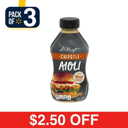 Garlic Dressing - (3 Pack) Kraft Mayo Chipotle Aioli, 12 Fl Oz Bottle