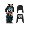 thumbnail image 2 of Women's Halloween Skeleton Print Crop Top Gothic Punk Hoodies Bandage Casual Pullover Long Sleeve Relaxed Fit Sweatshirts, 2 of 7