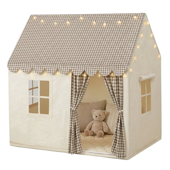 PigPigPen Kids Play Tent Indoor with Mat & Star Lights: Toddler Girl Tent & Playhouse - Kids Toys for Boy Girl Birthday Gift
