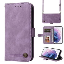 Feishell Crossbody Wallet Case for Samsung Galaxy S24 Plus 6.7 inch,Premium PU Leather Magnetic Clasp Flip Kickstand Credit Card Slots Shockproof Phone Case with Removable Shoulder Strap,Purple