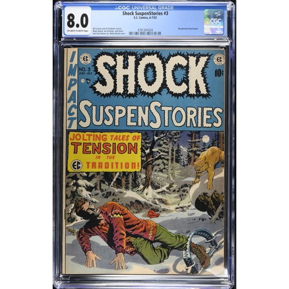 Shock Suspenstories #3 CGC VF 8.0 Off White to White Decapitated Head Panel! Comic Book