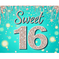 thumbnail image 4 of Teal Glittery Sweet 16 Backdrop Banner Party Decorations Background Photography Props for Sweet 16 Birthday Celebrations Party Supplies Decors, 4 of 8