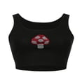 thumbnail image 4 of Women Rhinestone Camisole Y2K Mushroom Pattern Crop Tank, 4 of 8