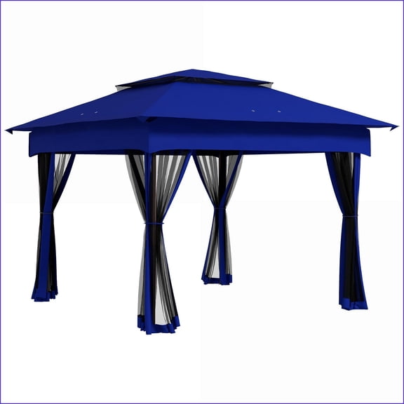Pop Up Canopy | 11' x 11' Instant Outdoor Gazebo, Sky Blue, Removable Netting for Backyard Garden | Metal | Rectangle