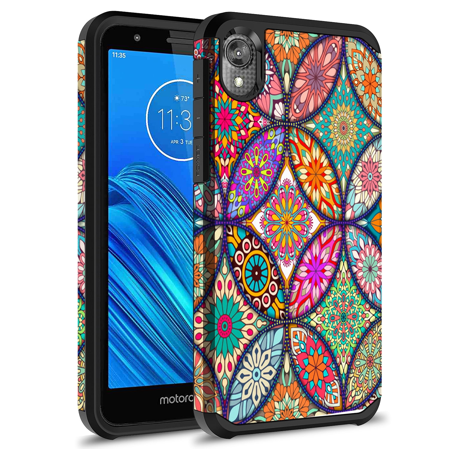 Moto E6 Case, Kaesar Slim Hybrid Dual Layer Shockproof Hard Cover
