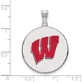 thumbnail image 2 of Sterling Silver S. Rh-P Logoart University Of Wisconsin Xl Enamel Disc Pendant (32 X 25) Made In United States ss098uwi, 2 of 5