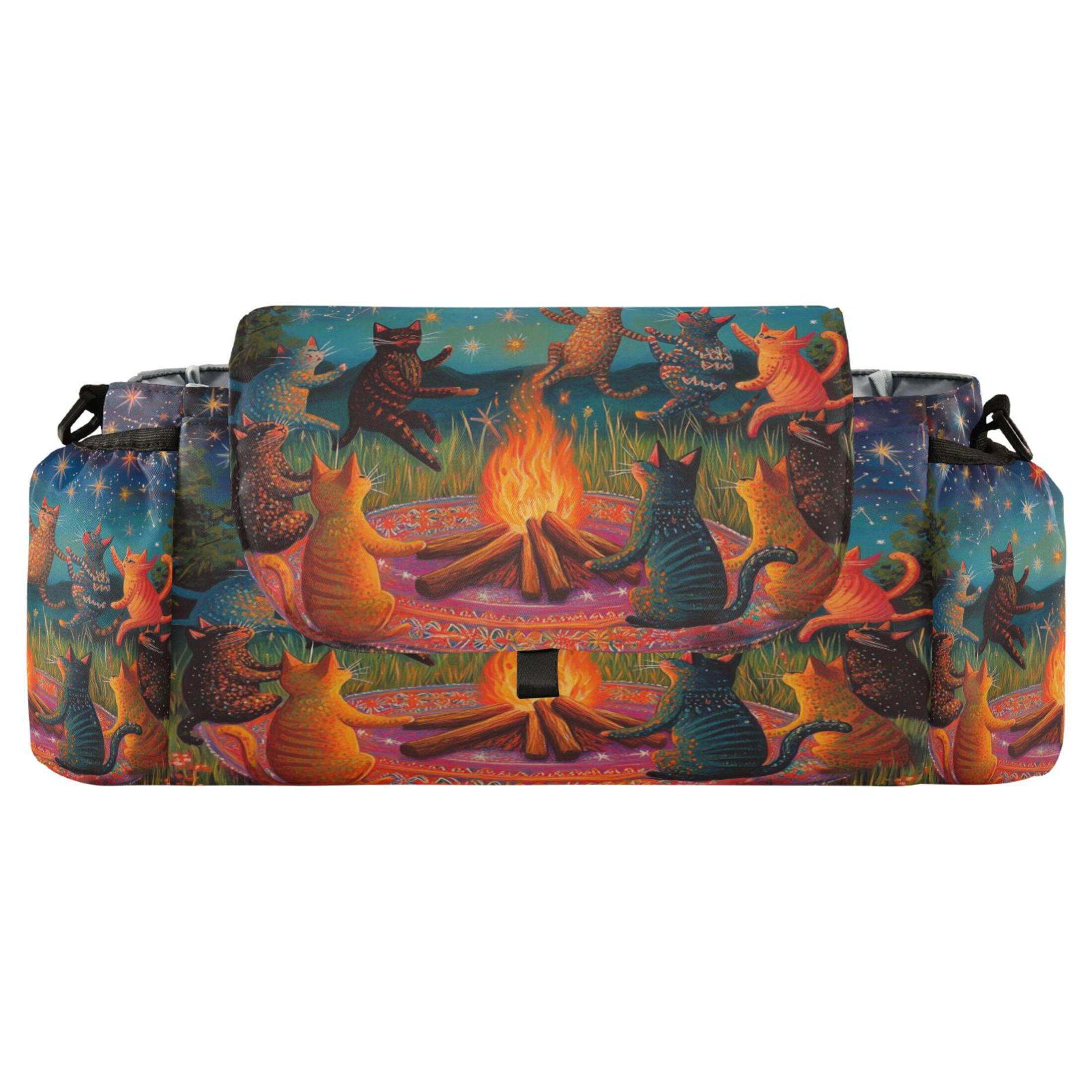 DIXRUYEE Stroller Organizer Starry Cat Gathering Around The Fire Printed