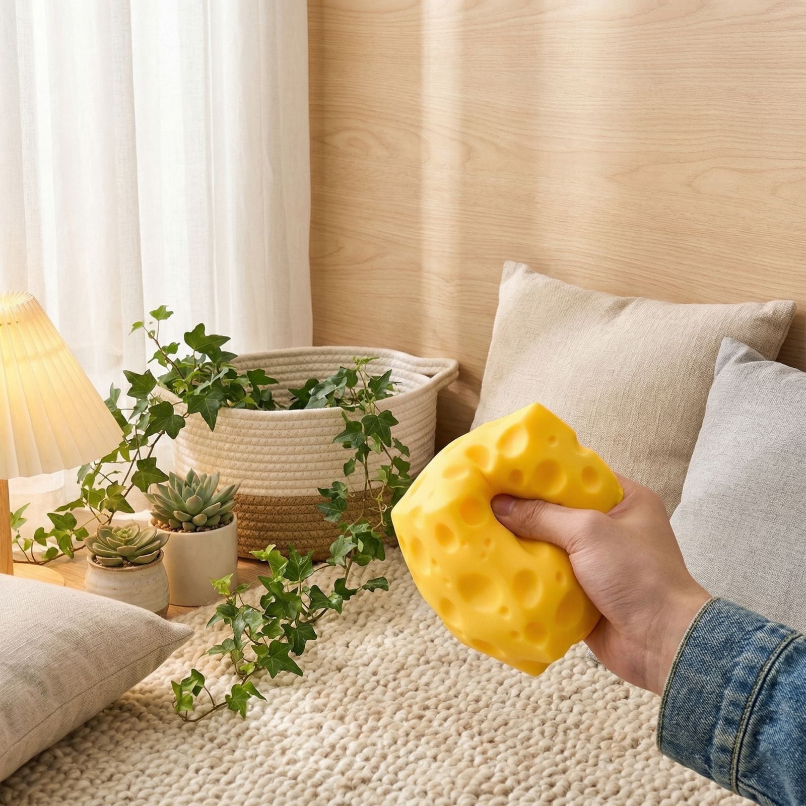 Squeezy Cheese Block - Ultra-Soft Slow Rising Jumbo Squishy Cheese , Stress Relief Toy for Adults, Focus & Relaxation