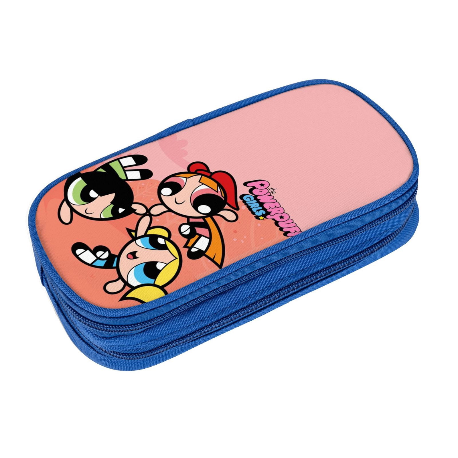 The Powerpuff Gi-rls Pencil Case Large Capacity Pencil Pouch Pen Bag Office Stationery Organizer Travel Makeup Bag Blue