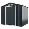 thumbnail image 1 of Gymax 7' x 6' Outdoor Tool Storage Shed Large Utility Storage House w/ Sliding Door, 1 of 10
