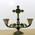 thumbnail image 3 of 2-Arm Religious Candle Holder Zinc Alloy Pillar Candle Stick Stand Wedding Centerpiece European Vintage Tabletop Taper Candle, 3 of 8