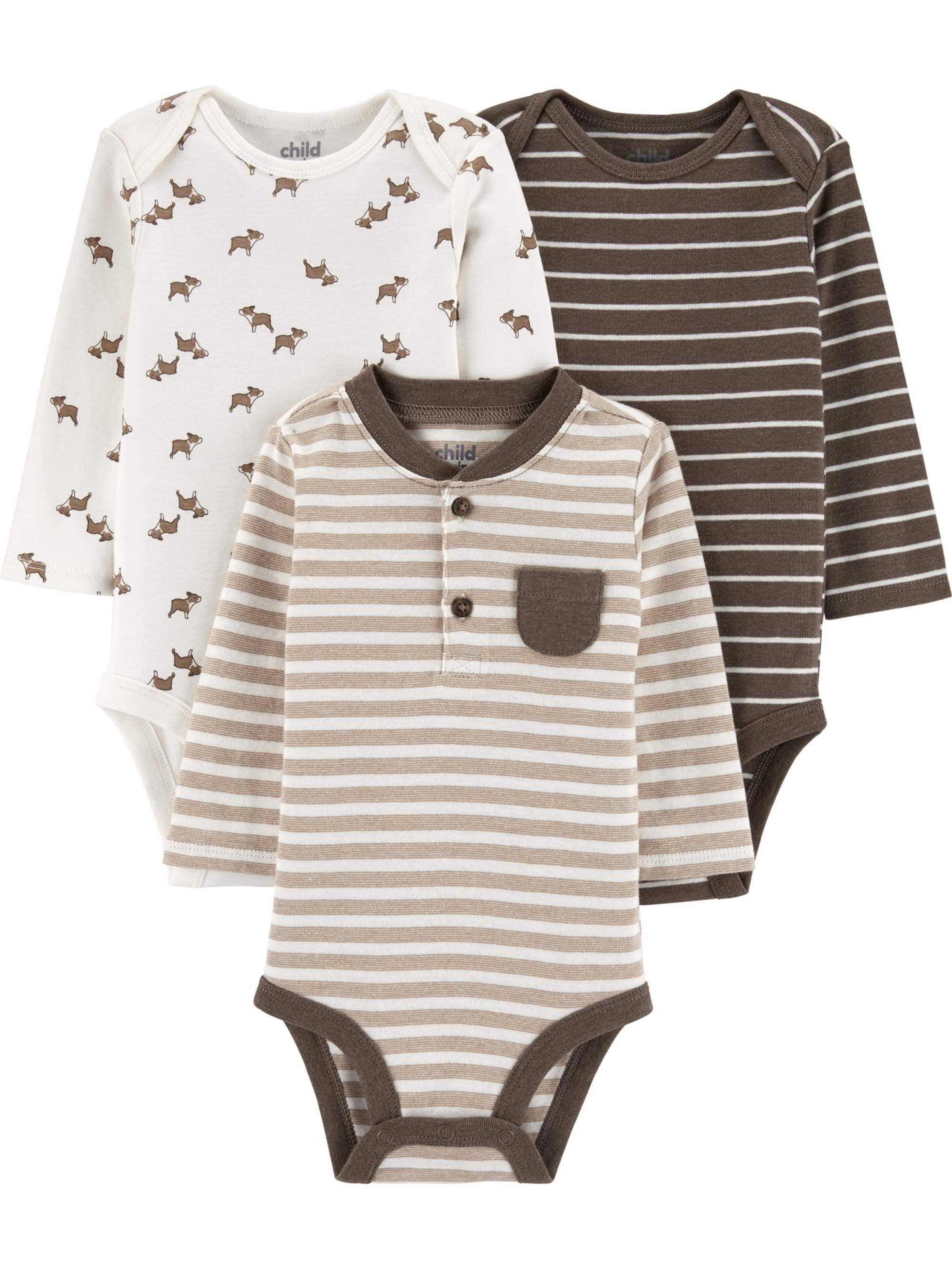 Bodysuit Baby Boy Long Sleeve 3-6 months 3 Pack Child Of Mine by Carter's