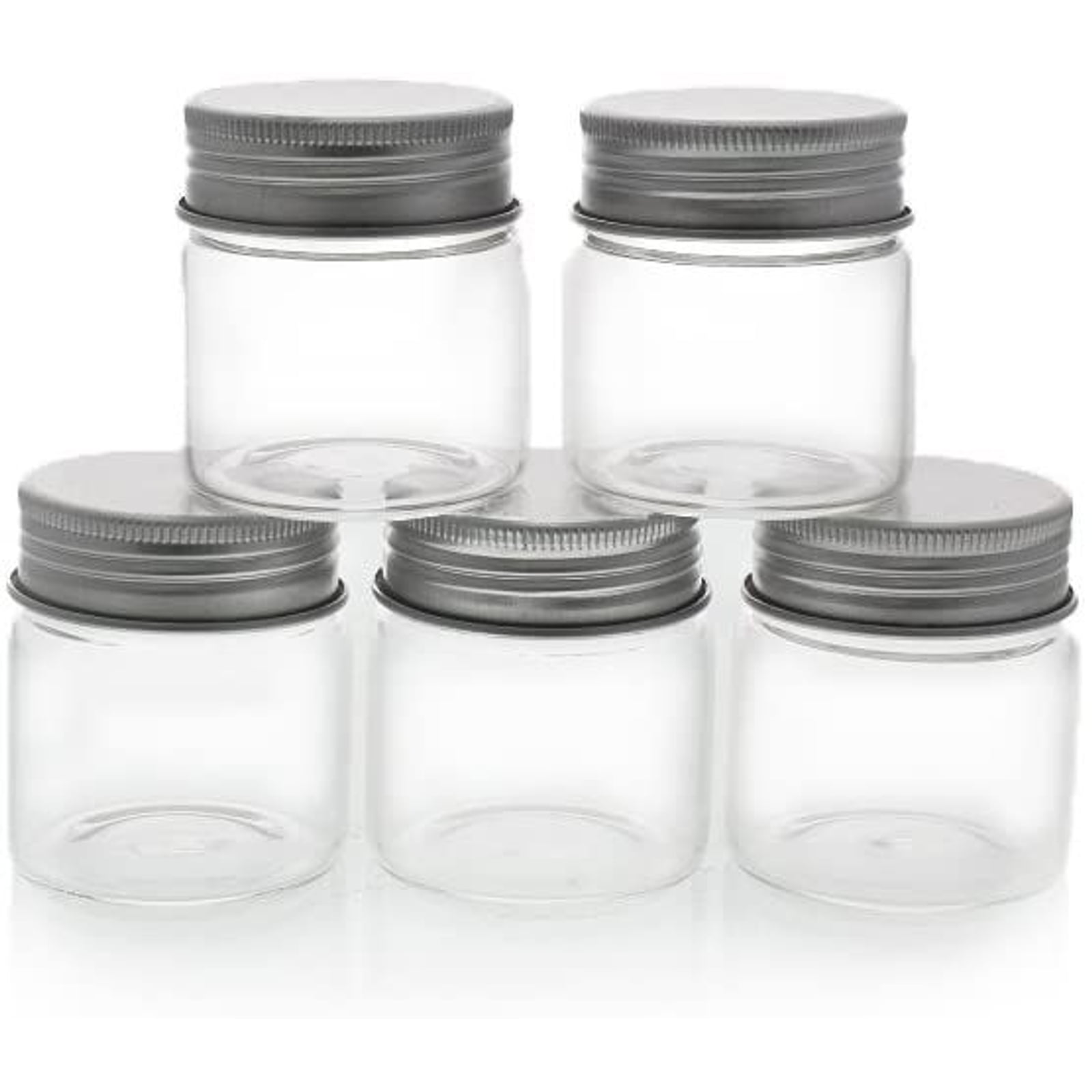 Ball BPA Free Clear Plastic Airtight 8 oz Freezer Jars with Gray Lids Set of 3 