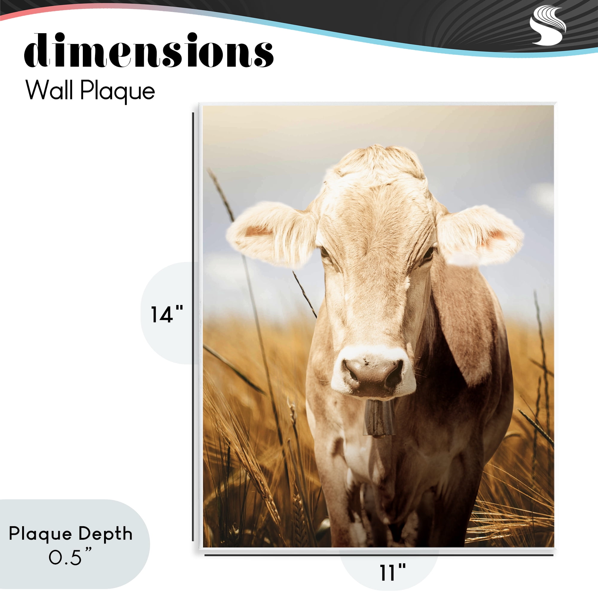 Stupell Industries Simple Belle Cow Portrait Wall Plaque Art, design by Marcus Prime