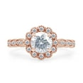 thumbnail image 2 of Center 0.75ct 6MM Round Cut Lab Created Moissanite Diamond Scallop Style Halo Engagement Ring In 14K Rose Gold Over Sterling Silver(0.94 Cttw,G-H Color,VVS1 Clarity)-7, 2 of 7