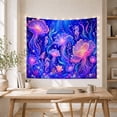 thumbnail image 5 of Bioluminescent Jellyfish in Deep Ocean Scene, Mystical Fantasy for Ocean Lovers, Underwater Scene Wall Art, Housewarming Gift Tapestry Wall Hanging for Bedroom and Living Room, 5 of 7