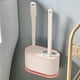 thumbnail image 1 of Juego de cepillos para inodoro con 3 cabezales intercambiables | Cepillos redondos, planos y ranurados para una limpieza profunda de las esquinas | Soporte de plástico con base ventilada | Rosa,, 1 of 6