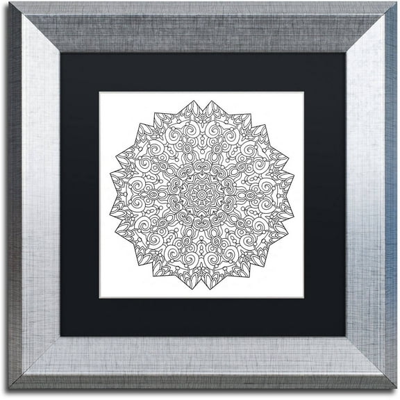 Trademark Fine Art "Calming Mandala" Canvas Art by Kathy G. Ahrens, Black Matte, Silver Frame