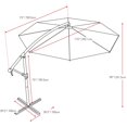 thumbnail image 2 of CorLiving 9.5ft Tilting Cantilever Outdoor Patio Umbrella with Steel Frame, 8 Support Arms, and Base Weights Included, 2 of 7
