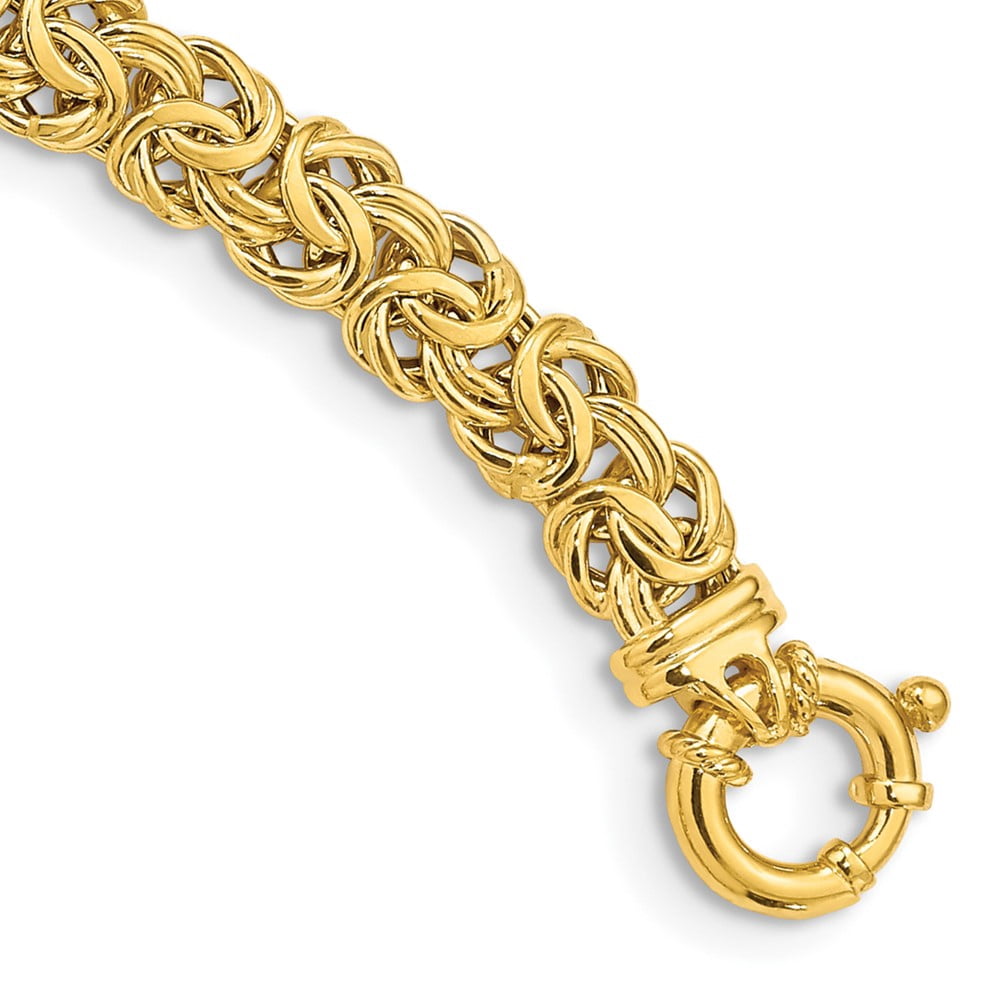 8mm 14K Yellow Gold Hollow Flat Byzantine Chain Bracelet, 7.5 inch, Women's, Size: One Size