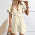 thumbnail image 6 of Jerdar Outfits for Women Summer Casual Short Sleeve Button Down Tops Blouses Shirts and Shorts Set with Pockets Jumpsuit M, 6 of 6
