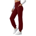 thumbnail image 2 of VBVC Women's High Waisted Yoga Joggers , Soft Stretchy Workout Pants For Women , Ladies' Casual Running Gym Trousers with Pockets, *Wine , Small, 2 of 7