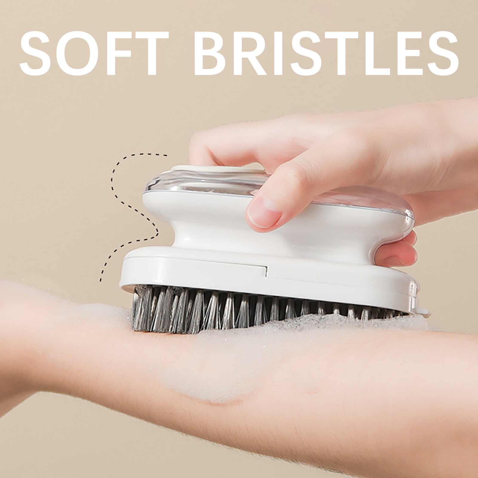 Wangxldd Soft Bristle Cleaning Brush,Press Type Automatic Liquid