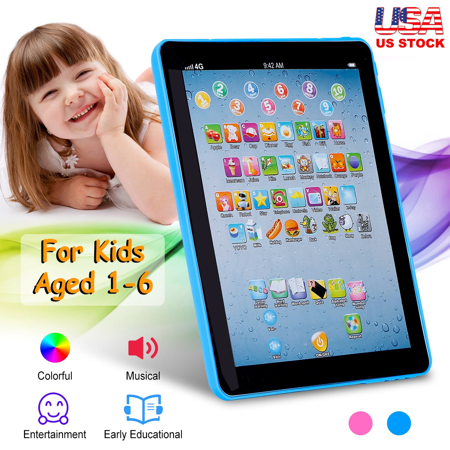 Baby Learning Tablet iMountek Educational Mini Pads Toys Touch Learn  Toddler Tablet Gift for Boys Girls Aged 1-6 Year Old Kids 2Pink 1Blue