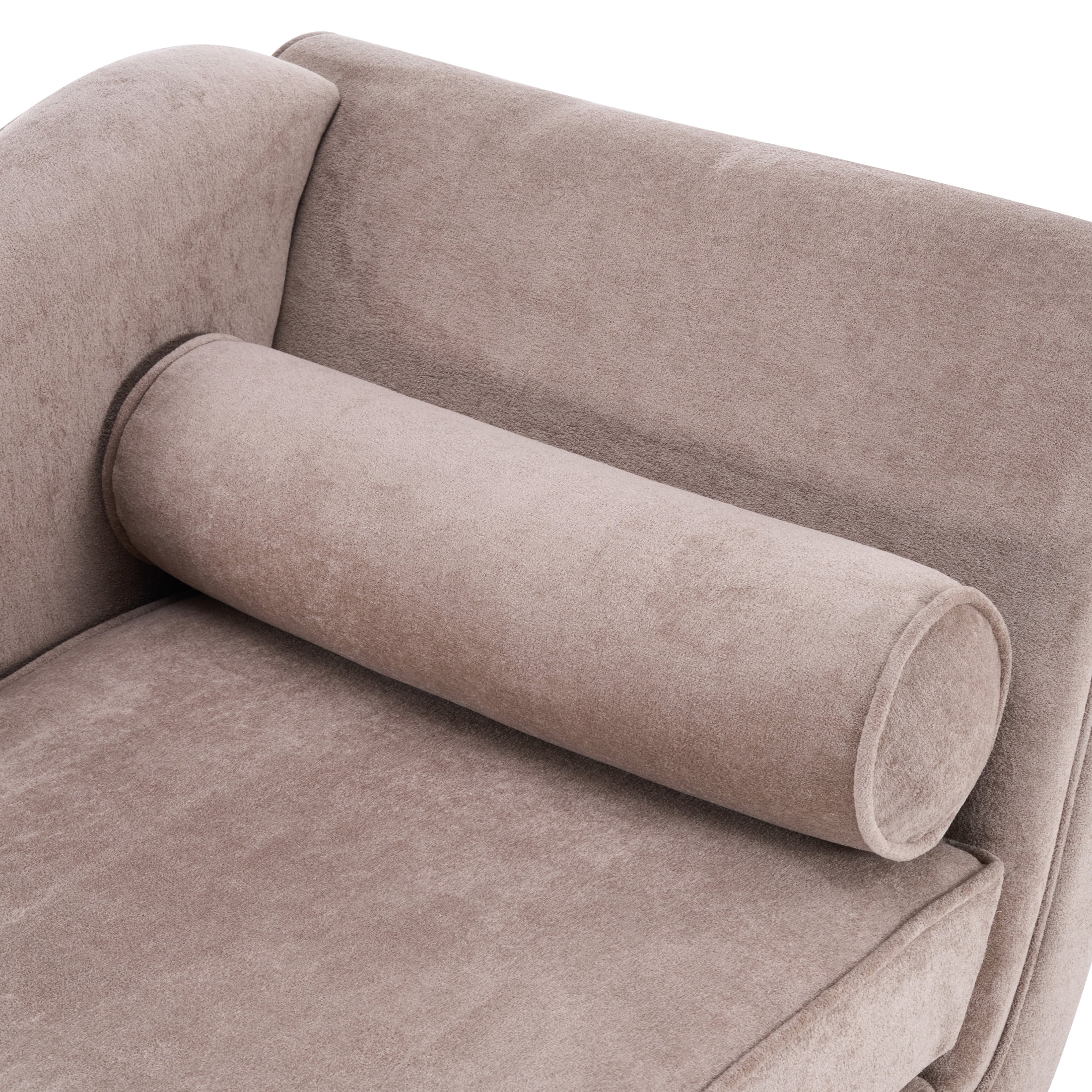 Christopher Knight Home 69" Luxury Upholstered Chaise Lounge Chair with Bolster Pillow, Light Brown