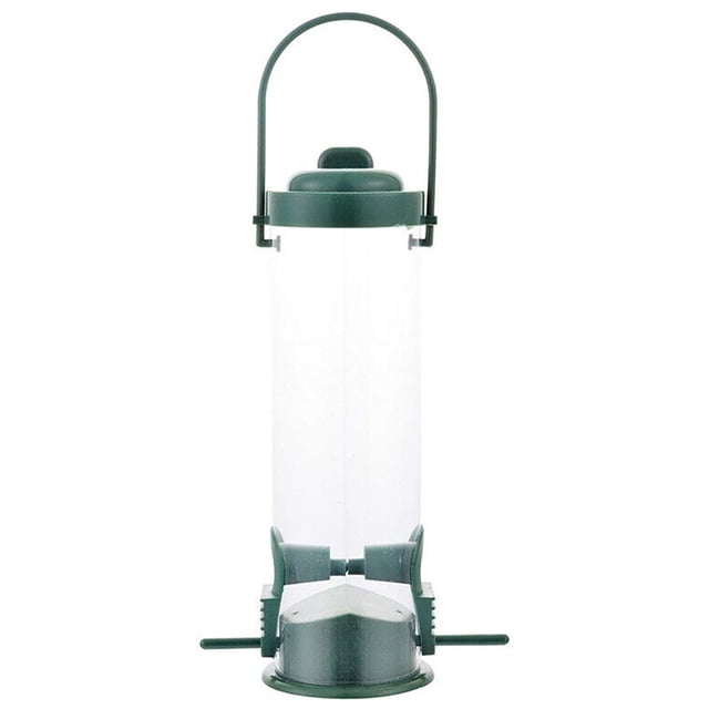 Comederos para pájaros de metal, comedero para pájaros silvestres, tubo sólido extra grueso, transparente con colgador de acero, comederos para pájaros a prueba de ardillas para