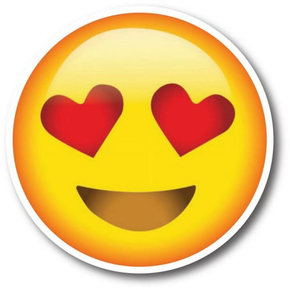 Magnet Me Up Heart Eyes Emoticon Magnet Decal, 5 Inch Round, Cute Self-Expression Decorative Magnet