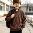 thumbnail image 6 of LOINRODI Boys Quarter Zip Waffle Knit Sweater Long Sleeve Soft Stand Collar Fashion School Outdoor Pullover Brown 3 Years, 6 of 9